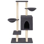 vidaXL Arbre à chat avec griffoirs en sisal gris foncé 117 cm