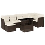 vidaXL Salon de jardin 8 Pièces avec coussins marron résine tressée