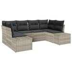 vidaXL Set de canapé de jardin 6 pièces avec coussins gris clair en rotin synthétique