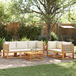 vidaXL Salon de jardin avec coussins 6 Pièces bois d'acacia solide