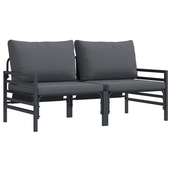 vidaXL Mobilier de jardin avec coussin avec oreiller Anthracite Acier