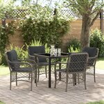 vidaXL Ensemble de 5 Chaises de Salle à Manger de Jardin avec Coussins Gris Poly Rattan