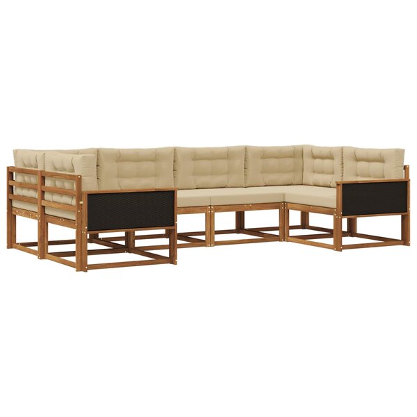 vidaXL Ensemble de canapés d'extérieur 6 pc Naturel et Beige