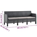 vidaXL Salon de jardin 2 Pièces avec coussins PP Rotin Anthracite