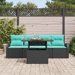 vidaXL Ensemble de canapé de jardin 5 Pièces Noir Poly rotin