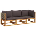 vidaXL Salon de jardin avec coussins 3 Pièces bois massif d'acacia