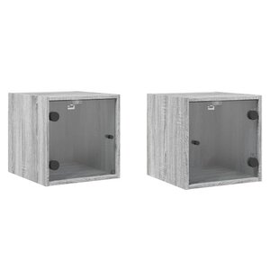 vidaXL Tables de chevet et portes vitrées 2Pièces sonoma gris 35x37x35cm