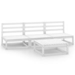 vidaXL Salon de jardin 4 Pièces Blanc Bois de pin massif