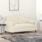 vidaXL Canapé 2 places avec oreillers décoratifs crème 120 cm velours