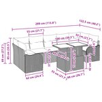 Ensemble de canapé de jardin 8 pièces avec coussins Beige Rotin Poly