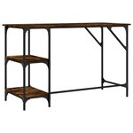 vidaXL Bureau chêne fumé 120x50x75 cm métal et bois d'ingénierie