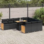 vidaXL Ensemble de canapés de jardin 11 Pièces et coussins rotin acacia