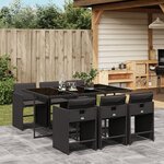 vidaXL Ensemble à manger de jardin coussins 7Pièces Noir Résine tressée