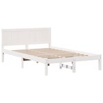 vidaXL Cadre de lit blanc Blanc Bois de pin massif 140 x 190 cm Durable