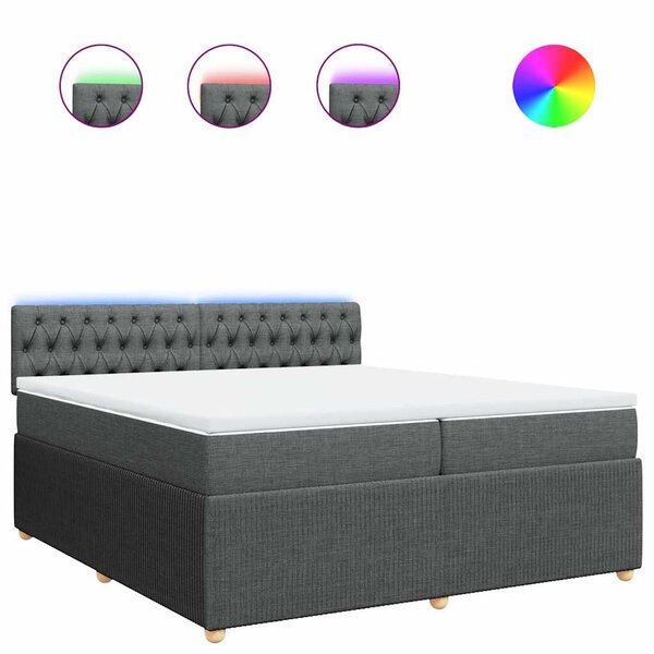vidaXL Sommier à lattes de lit avec matelas Gris foncé 200x200cm Tissu