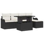 Set de canapé de jardin 6 pièces vidaXL avec coussins Rattan poly noir