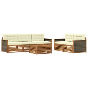 vidaXL Ensemble de canapés d'extérieur 6 pc Naturel et Crème