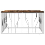 vidaXL Table basse argenté acier inoxydable/bois massif récupération