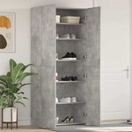 vidaXL Cabinet à chaussures Gris 80 x 35.5 x 180 cm Bois d'ingénierie