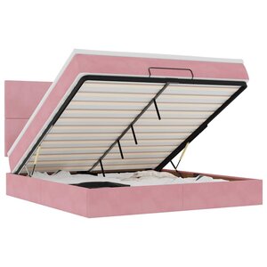 vidaXL Cadre de lit ottoman avec matelas rose 160x200 cm velours