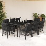 vidaXL Ensemble à manger de jardin 9Pièces coussins noir résine tressée