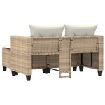 vidaXL Canapé de jardin 2 places avec tabourets beige résine tressée