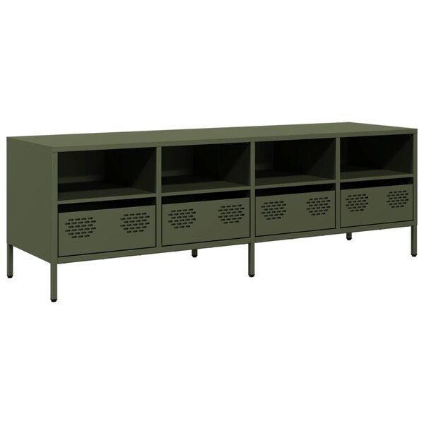 vidaXL Meuble TV vert olive 135x39x43 5 cm acier laminé à froid