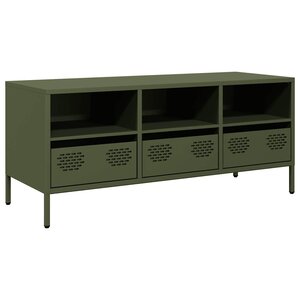 vidaXL Meuble TV vert olive 101 5x39x43 5 cm acier laminé à froid