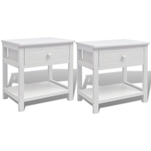vidaXL Table de chevet 2 Pièces Bois Blanc