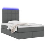 vidaXL Lit de rangement LED avec matelas Gris foncé 120 x 200 cm Tissu
