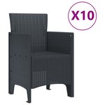 vidaXL Set de salle à manger de jardin de 11 pièces Anthracite Poly Rattan