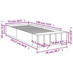 vidaXL Cadre de lit sans matelas sonoma gris 75x190 cm