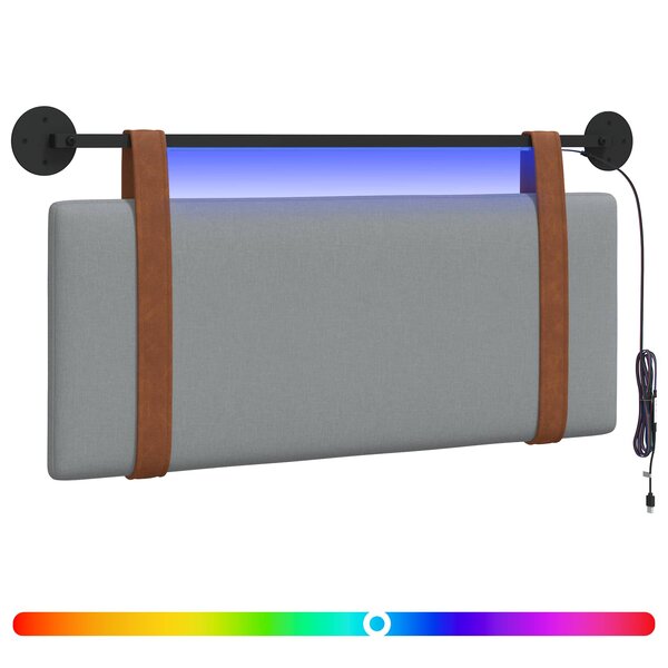 vidaXL Tête de lit suspendue Avec lumière LED Gris clair PU antique