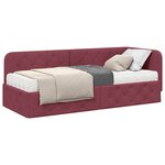 vidaXL Cadre de lit d'angle avec matelas Bordeaux 80 x 200 cm tissu