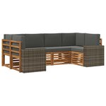 vidaXL Ensemble de canapés d'extérieur 6 pc Naturel et Anthracite