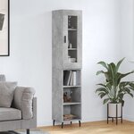 vidaXL Buffet haut Gris béton 34 5x34x180 cm Bois d'ingénierie