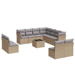 vidaXL Salon de jardin avec coussins 12 Pièces beige résine tressée