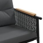 vidaXL Ensemble de meubles de balcon avec coussins 3 Pièces noir acier