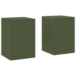 vidaXL Supports pour plantes 2 Pièces Vert olive 24 x 24 x 35 cm Acier