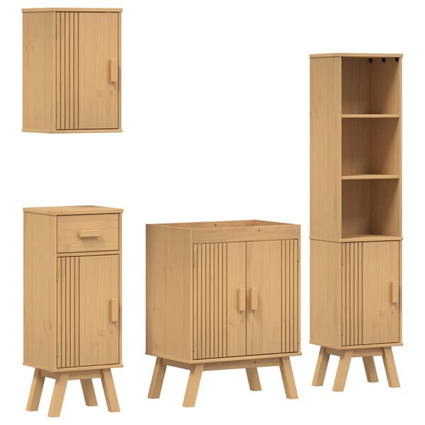 vidaXL Ensemble de meubles de salle de bain avec tiroir 4 Pièces Marron