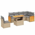 vidaXL Salon de jardin avec coussins 7 Pièces beige résine tressée