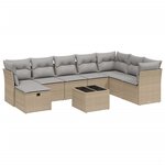 vidaXL Salon de jardin avec coussins 9Pièces mélange beige résine tressée