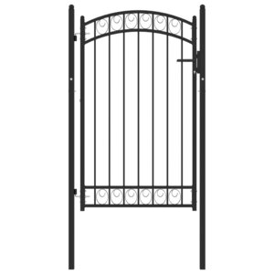 vidaXL Portail de clôture avec dessus arqué Acier 100x150 cm Noir