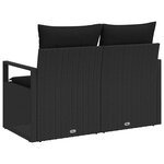 vidaXL Sofa de jardin 2 places avec rangement et coussins en poly rotin noir