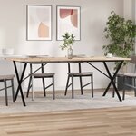 vidaXL Table à manger cadre en X 200x100x75 5 cm bois pin massif fonte
