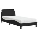 vidaXL Lit avec matelas Dover noir 90x190 cm tissu