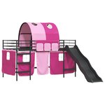 vidaXL Lit mezzanine pour enfants Noir et rose 90 x 200 cm Métал