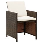 vidaXL Ensemble à dîner de jardin avec coussins 5 Pièces poly rotin brun