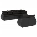 vidaXL Salon de jardin 7 Pièces avec coussins noir résine tressée