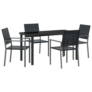 vidaXL Ensemble de salle à manger pour jardin 5 Pièces Noir Rotin PE